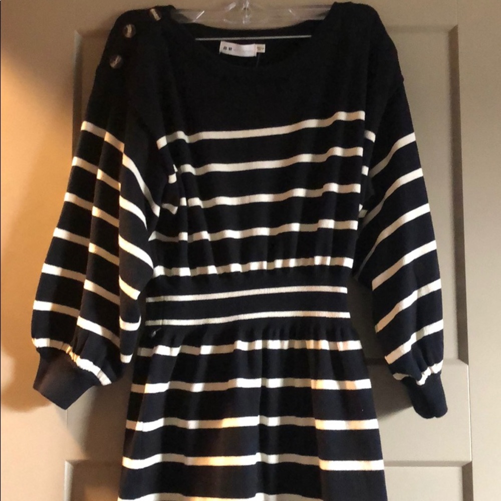 Black stripped midi dress